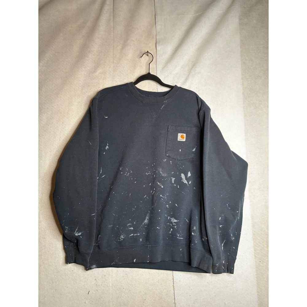 Carhartt Mens Loose Fit Pocket Sweatshirt L Navy Blue Paint Splatter TS3852-M